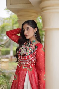 Traditional <b>Red</b> Georgette Anarkali Suit Embroidery Quick Dry Digital Print Women <b>Wedding</b> Wear Floor-Length Indian Pakistani - Product Image 4