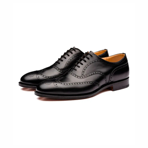 Chaussures habillées Oxford en cuir véritable noir à bout rond, à enfiler, pour homme, couleur unie, pour le bureau, hiver léger - Product Image 4