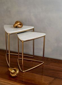 Premium Iron <b>Nesting</b> <b>Tables</b> With <b>Marble</b> Top Durable Metal Frame Contemporary Home Decor Furniture Set - Product Image 5