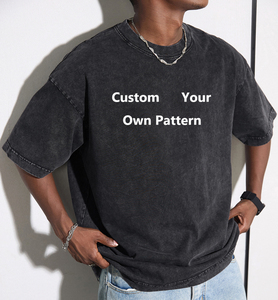 T-shirt décontracté pour homme en coton 100% 200g, sans couture, respirant, uni, surdimensionné, style streetwear, col rond, imprimé, écologique - Product Image 3