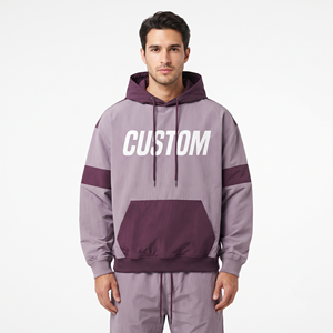 Sudadera con Capucha Extra Grande para Hombre, 100% Nailon, Hombros Caídos, Dos Tonos, Estilo Casual Urbano, con Logotipo Personalizado - Product Image 5