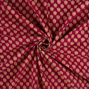Indian Hand Block Printed Leaf Buti Cotton <b>Fabric</b> by Yard Premium Sanganeri Jaipur Textile for Dress Kurta Sewing - Product Image 1