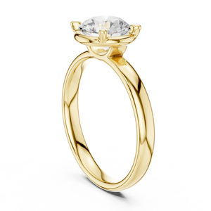 Bague de fiançailles solitaire en or jaune, taille brillant ronde, classique, avec diamant, pour femme, bijoux de mariée - Product Image 3