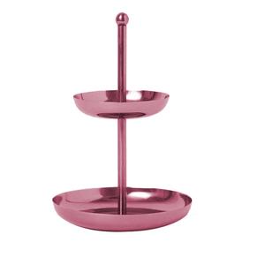 Soporte de metal de 2 niveles para pasteles con superficie superior ancha para exhibición de repostería en panaderías, cafeterías y restaurantes. - Product Image 3