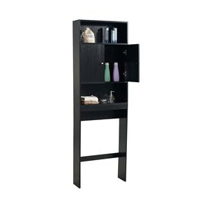 Mobiletto Salvaspazio da Bagno Sopra il WC in Nero, Armadietto per Area Toilette - Product Image 2