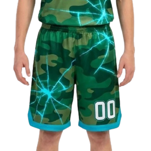 Conjunto de uniforme de baloncesto para jóvenes, camiseta sin mangas con cuello en V y estampado de camuflaje, pantalones cortos a juego, nombre/número del equipo personalizado, kit del club - Product Image 5