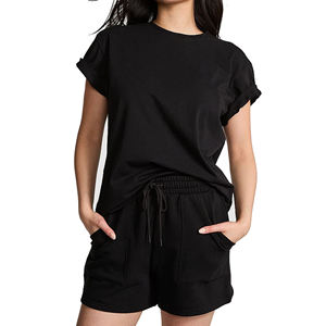 Ensembles d'été pour femmes : Chemises et shorts personnalisables avec logo, 100 % coton et polyester, ensembles de t-shirts pour femmes, ensembles 2 pièces pour femmes 2026 - Product Image 2