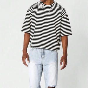 Camisetas de hombre personalizadas, estilo vintage, corte holgado, 220g, 240gsm, 280gsm, 320gsm, hombros caídos, elegantes, con rayas, 100% algodón, ajuste holgado. - Product Image 3