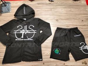 Custom <b>Men's</b> Heavyweight Fleece Full Zip <b>Hoodie</b> <b>and</b> Matching <b>Shorts</b> <b>Set</b> Streetwear Apparel - Product Image 3
