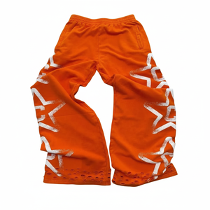 Wholesale Custom Blue Star Print Wide Leg Sweatpants for men Streetwear Oversized Baggy <b>Fleece</b> <b>Trousers</b> - Product Image 3