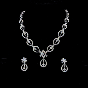 Juego de Collar y Pendientes de Diamantes Cultivados en Laboratorio con Certificación IGI, Oro Blanco de 18K, Joyería Fina de Lujo, Regalo para Novia, Boda o Fiesta - Product Image 1