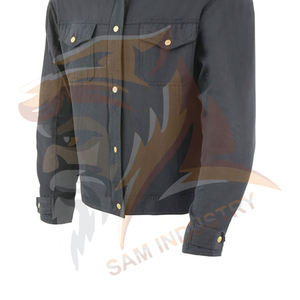 เสื้อแจ็คเก็ตยีนส์ผู้ชายสไตล์วินเทจลำลองสำหรับฤดูหนาว  รับสั่งทำพร้อมออกแบบโลโก้ สีพื้น - Product Image 2