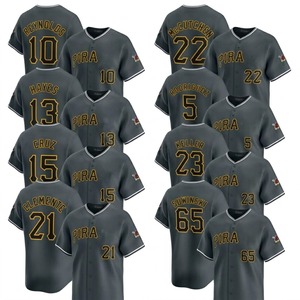 Maillot de baseball pour homme à manches courtes gris avec nom d'équipe sérigraphié respirant 100% polyester coupe classique toutes saisons - Product Image 1