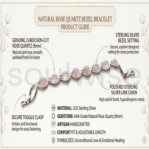 สร้อยข้อมือลูกปัดโรสควอตซ์ Divine Solutions พร้อมสายเงินแท้ ดีไซน์สัญลักษณ์แห่งความสงบสุข ของขวัญสำหรับชาวฮินดู - Product Image 3