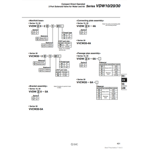 SMC Pneumatics VVDW20-4A Assemblage de plaque de connexion Pièces pneumatiques - Product Image 1