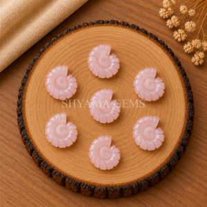 Pendentif en quartz rose 20 mm en forme de coquille de nautilus sculptée, idéal pour les créations de bijoux romantiques, artisanat, vente en gros - Product Image 3