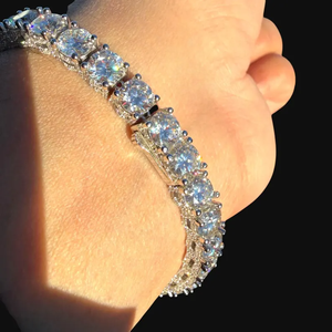 Round Cut Tennis Bracelet 925 Sterling Silver VVS Moissanite Diamond Hip Hop Luxury Unisex Wedding Jewelry Gift for <b>Men</b> - Product Image 3
