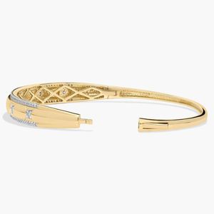 Double Row Natural Round Brilliant Cut Diamond Luxury <b>Bangle</b> <b>Bracelet</b> in Yellow Gold for Women - Product Image 3