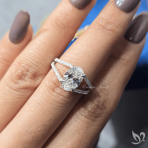 แหวนเพชรรูปไข่ 2 กะรัต แบบฝังเพชรสองแถว ทองคำขาว 10K รับรองโดย IGI สำหรับวันครบรอบหรือแหวนหมั้น - Product Image 4