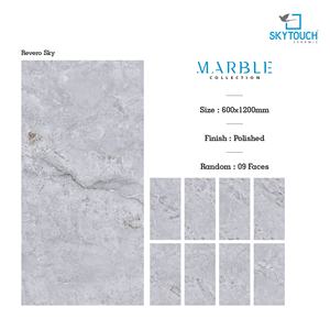Azulejo de Porcelana Pulido de Lujo con Aspecto de Mármol Gris Cielo de 600x1200 mm, Alto Brillo y Resistente a las Manchas para Pisos Modernos - Product Image 3