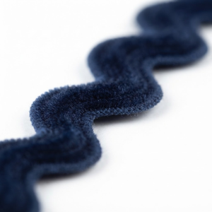 Neelkamal Industries Navy Blue Velvet <b>Ric</b> <b>Rac</b> <b>Trim</b> Wavy Edging 15mm Solid Color 100% Nylon Shrink-Resistant Craft Ribbon 100 - Product Image 3