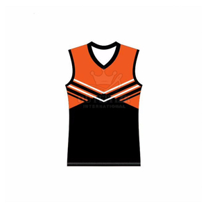 Kit d'uniformes de cheerleading personnalisés, rouge, blanc, noir, impression par transfert thermique, adolescents/enfants, strass, service OEM - Product Image 4