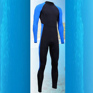Combinaison de plongée en néoprène pour homme, manches longues, fermeture éclair dorsale, col montant, coloris noir et bleu, imperméable - Product Image 4