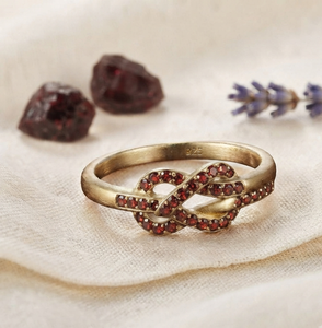 925 Silver Vintage Knot Ring Red Garnet Stone Bezel Set <b>Women's</b> Jewelry <b>for</b> Engagement Wedding Gift <b>Box</b> - Product Image 1