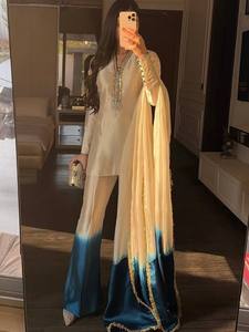 Lancement d'un nouveau look de soirée de créateur : ensemble Pur Roman Glass Top & Palazzo fantaisie avec dupatta. - Product Image 6