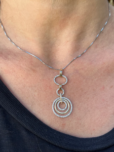 Collier Pendentif Géométrique en Argent 925 Plaqué Or 18K avec Diamant Taille Brillant, Chaîne Serpent Minimaliste pour Femme, Certifié IGI - Product Image 4