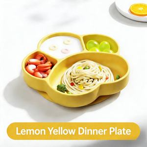 XHJ Brand Printed Logo BPA Free Split Bear Claw Shape Food Grade <b>Liquid</b> <b>Silicone</b> Feeding Tray Plate Children's Tableware Kids - Product Image 5