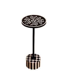 Mesa Auxiliar Redonda de Hueso Incrustado de Diseño Moderno de Alta Calidad, Taburete Lateral Tipo Tambor Hecho a Mano, Mesa de Centro Elegante de Hueso Incrustado - Product Image 1