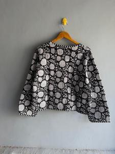 Chaqueta acolchada de algodón con estampado floral para mujer, cárdigan con cuello en V, ropa exterior informal transpirable, regalo para ella - Product Image 3