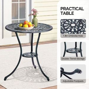 Set Bistrot Tulip in Alluminio Pressofuso per Esterni, 3 Pezzi, Resistente alle Intemperie, Tavolo e Sedie per Giardino e Patio - Product Image 2