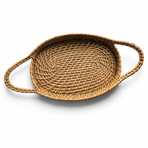 Handmade Bamboo Oval Basket Tray with Handle Woven Serving Basket for Bread Fruits <b>Snacks</b> Home Decor - Product Image 2