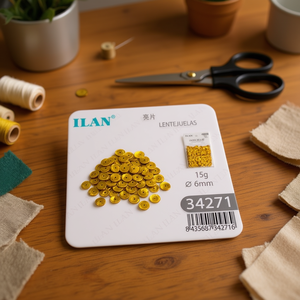 Paillettes ILAN 6mm Oro 15g Per Artigianato e Cucito - Product Image 3