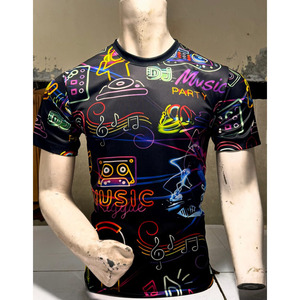 T-shirts pour hommes de haute qualité, 100% coton tricoté, col rond, impression sérigraphique, logo personnalisé, coupe classique, respirant, séchage rapide, 220g - Product Image 2