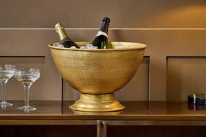 Premium hammered bucket large capacity beverage tub stylish party cooler modern drink bucket metal <b>serving</b> bowl ice drinks - Product Image 2
