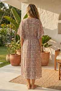 <b>Women</b> Pink Floral Cotton <b>Kaftan</b> <b>Dress</b> Boho Summer Maxi Beach Cover Up - Product Image 6