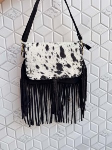 Bolso de Cuero Auténtico Estilo Western con Flecos, Nuevo Diseño, Bolso Bandolera Bohemio con Flecos, Bolso Multiusos para Mujer - Product Image 1