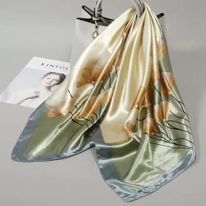 Elegant 100% <b>Silk</b> Satin Square Scarf with Solid Pattern Multi-Functional Muslim Fashion Accessory for Women All Seasons - Product Image 1