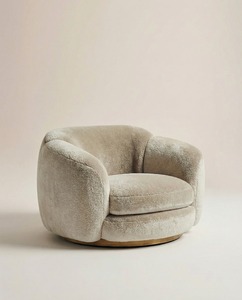Sillón Moderno Tapizado con Tela de Microfibra y Base de Madera para Sala de Estar - Product Image 6
