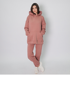 Conjunto Deportivo de Sudadera y Pantalones de Felpa de Algodón Rosa para Mujer, Cuello Redondo, Corte Holgado, Color Sólido, Informal, con Estampado de Logotipo, Ropa de Otoño - Product Image 5