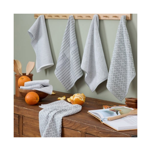 Essuie-vaisselle Gourmet Chef en coton 100% brodé, motif chevrons pastel, 18x28 pouces, 470 GSM, robuste, prêt à l'exportation - Product Image 2