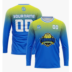 Camiseta de Baloncesto de Manga Larga para Hombre, 100% Poliéster, Transpirable, de Secado Rápido, con Estampado Digital, Precio al por Mayor - Product Image 2