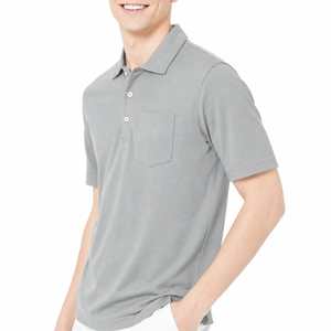 Camiseta de Manga Corta para Hombre, Color Gris, 100% Algodón, con Bolsillo, Estilo Casual, Corte Regular, Transpirable, Antiarrugas, Tejido de Punto - Product Image 4