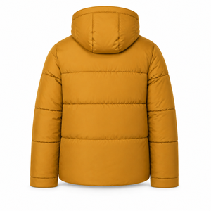 Blouson matelassé à capuche réfléchissant 100 % polyester, tissu toile épais, style streetwear hiver décontracté, fermeture éclair - Product Image 3