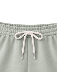Pantalones Cortos de Salón para Mujer en Verde Salvia y Rosa, Cintura Elástica con Cordón, Algodón Suave y Poliéster, Ropa de Dormir Informal, Pantalones Cortos Cómodos de Verano para Relajarse - Product Image 5