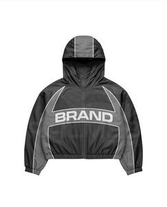 Ensemble de survêtement de qualité supérieure, veste à capuche à manches longues avec fermeture éclair, short, logo personnalisé, survêtement ample pour l'été, respirant - Product Image 2