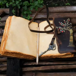 Carnet en cuir Arbre de Vie Mystique, fait main, pour femmes, journal de voyage, carnet de croquis vierge pour notes et grimoires - Product Image 5